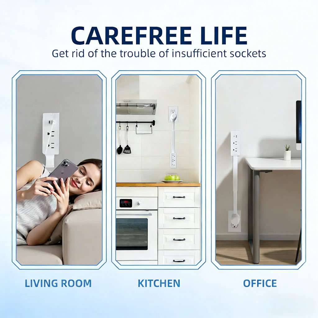 🎁 Save up to 50%💡Outlet Electrical Outlet Extender & 2 AC Outlets Extendable 43-62cm Rotatable 180° for Couches Desks Nightstands